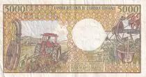 Gabun 5000 Francs mask, young woman - 1983-1991 - Serial D.001-392817