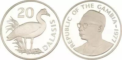 Gambia 20 Dalasis - Dawda Kairaba Jawara - 15 years of world wildlife fund WWF - 1977 - Silver