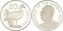 Gambie 20 Dalasis - Dawda Kairaba Jawara - 15 ans du fonds de la Nature WWF - 1977 - Argent