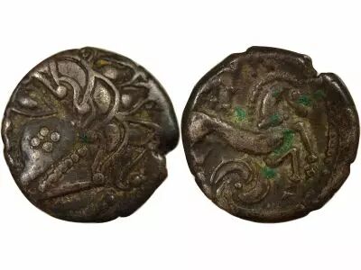 Gaul Carnutes / Pictones / Bituriges  - Drachm with Wolf and Horse, Cheek Tattoo  - Ist Century BC