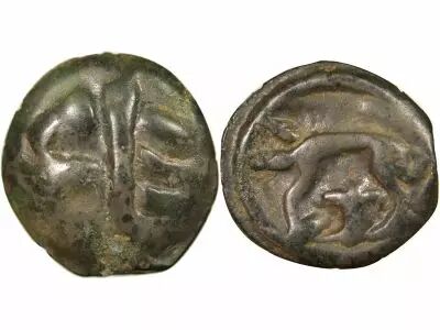 Gaul Leuci - Potin, with \ Indian Head\  - 75 / 50 BC