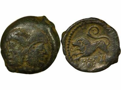 Gaule (Suessions) Bronze � la T�te Janiforme, Classe I - 50 / 40 Av JC