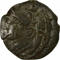 Gaule (Veliocasses) Bronze, Classe III, &agrave; la T&ecirc;te Casqu&eacute;e - 50 / 40 Av JC