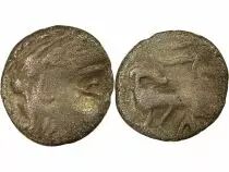 Gaule Allobroges - Denier au Cervid&eacute;, T&ecirc;te &agrave; droite- Ie Si&egrave;cle Av JC
