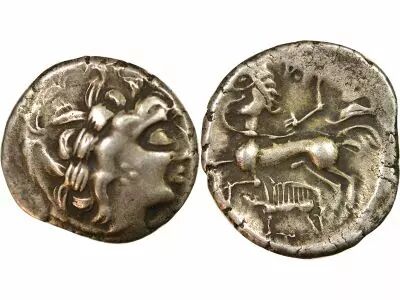 Gaule Riedones - Statere Billon, au d�cor sur la joue, Classe I - 60 / 50 Av Jc