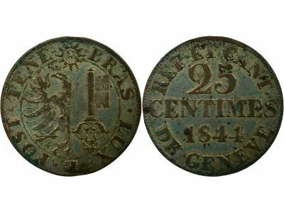 Geneva 25 Centimes - 1844 Geneva
