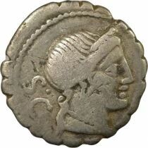 Gens Naevia, Balbus - Silver Serrated Denarius, with Triga - 79 BC Rome