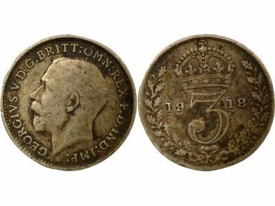 George V - 3 Silver Pence - 1918 London