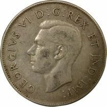George VI - 50 Silver Cents, 1st Portrait - 1945 Ottawa