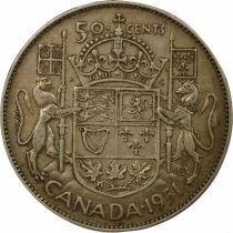 George VI - 50 Silver Cents, 2nd Type - 1951 Ottawa