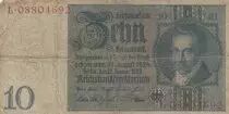 Germania 10 Reichsmark - Albrecht D. Thaer - Serial L - 1929 - P.180a