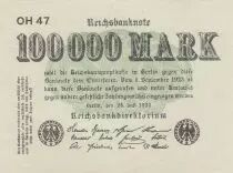 Germania 100 000 Mark - Reichsbanknote - Serial OH47 - 1923