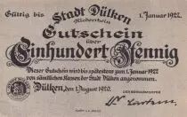 Germania 100 Pfennig - D&uuml;lken - Notgeld - 1920
