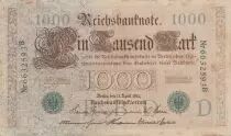 Germania 1000 Mark Allegorical figures - Green seal - 1910 - 7 digit various Serial B