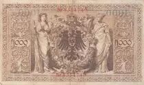 Germania 1000 Mark Allegorical figures - Red seal - 1910 - 6 digit serial M - P.44a