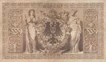 Germania 1000 Mark Allegorical figures - Red seal - 1910 - 6 digit serial Nr - P.44a