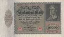 Germania 10000 Mark - Portrait of man by Durer - 1922 - Serial D letter J