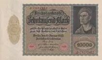 Germania 10000 Mark - Portrait of man by Durer - 1922 - Serial J