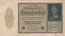 Germania 10000 Mark Portrait of man by Durer - 1922 - aUNC - P.72 - Serial 13M