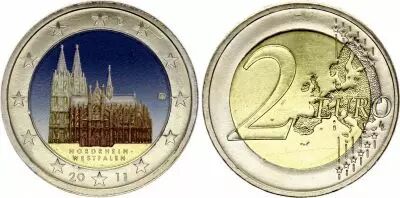 Germania 2 Euros - Cologne Cathedral - Colorised - A Berlin - 2011