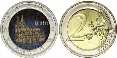 Germania 2 Euros - Cologne Cathedral - Colorised - D Munchen - 2011