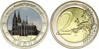 Germania 2 Euros - Cologne Cathedral - Colorised - G Karlsruhe - 2011