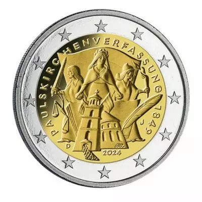 Germania 2 Euros Comm�mo. UNC - 175 years of the Constitution of Saint Paul\'s Church (indifferent workshop.)