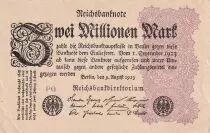 Germania 2 Millionen Mark - Black and Lilac - 09-08-1923 - Serial PG