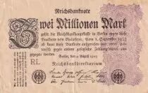 Germania 2 Millionen Mark - Black and Lilac - 09-08-1923 - Serial RL