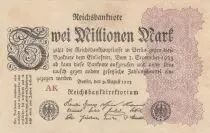 Germania 2 Millionen Mark  Black and Lilac - 09-08-1923 Serial WK - VF to XF