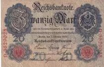 Germania 20 Mark - Arms - 1908 - Serial D - P.31