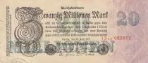 Germania 20 Millionen mark - Reichsbanknote - Serial AB 8 digit - 1923