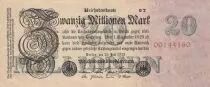 Germania 20 millionen mark - Reichsbanknote - Serial QT 8 digit - 1923