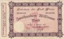 Germania 200 Millionen Mark - State of Worms - 06-11-1923 - Number 051661