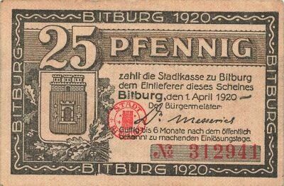 Germania 25 Pfennig - Bitburg - Notgeld - 1920