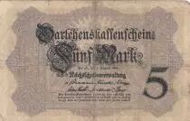 Germania 5 Mark - Germania, arms - 1914 - Serial R 7 digit - P.47b