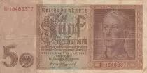Germania 5 Mark - Lion\'s monument - Serial B - 1942 - P.186a