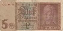 Germania 5 Mark - Lion\'s monument - Serial O - 1942 - P.186a