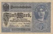 Germania 5 Mark - Woman, crown - 1917 - Serial Q - P.56b