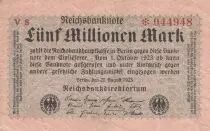 Germania 5 millionen mark - Reichsbanknote - Serial V8* - 1923
