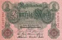 Germania 50 Mark - Green & Rose - 1906 - Serial B - 6 digit - P.26a