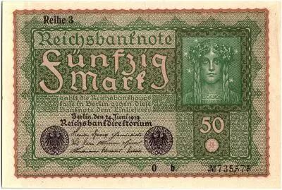 Germania 50 Mark Head of woman - 1919 - Reihe 3 serial 0 b  - AU - P.66
