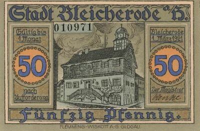 Germania 50 Pfennig - Bleicherode - 1921 - Notgeld