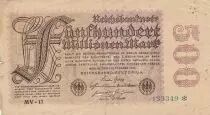 Germania 500 millionen Mark - Reichsbanknote - Serial MV-17 - 1923