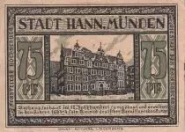 Germania 75 Pfennig - Hann. M&uuml;nden - Notgeld - 1922