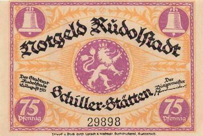 Germania 75 Pfennig - Rudolstadt - Notgeld - 1921