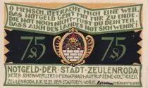 Germania 75 Pfennig - Zeulenroda - Notgeld - 1921