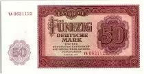 Germany (DDR) 50 Mark Red, orange and Green - 1955