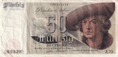 Germany (Federal Rep.) 50 Deutsche Mark - Painting by Albrecht D�rer - 1948 - Series J.73