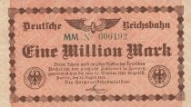 Germany 1 million Mark - Deutsche Reichbahn - Serial MM - 1923